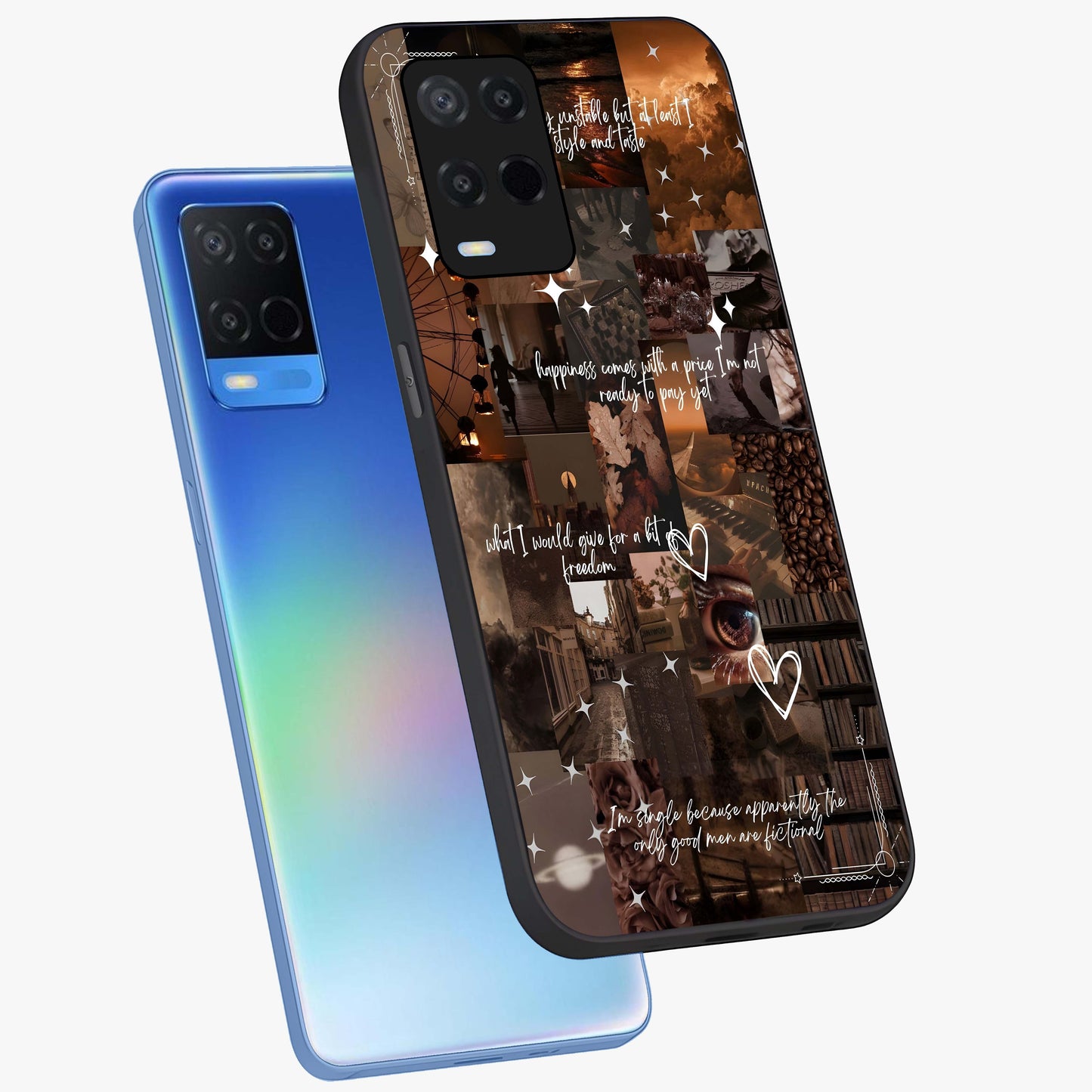 Bittersweet Aesthetic Chaos Glass Case displayed in angled mockup highlighting expressive abstract artwork and edgy aesthetic theme.
