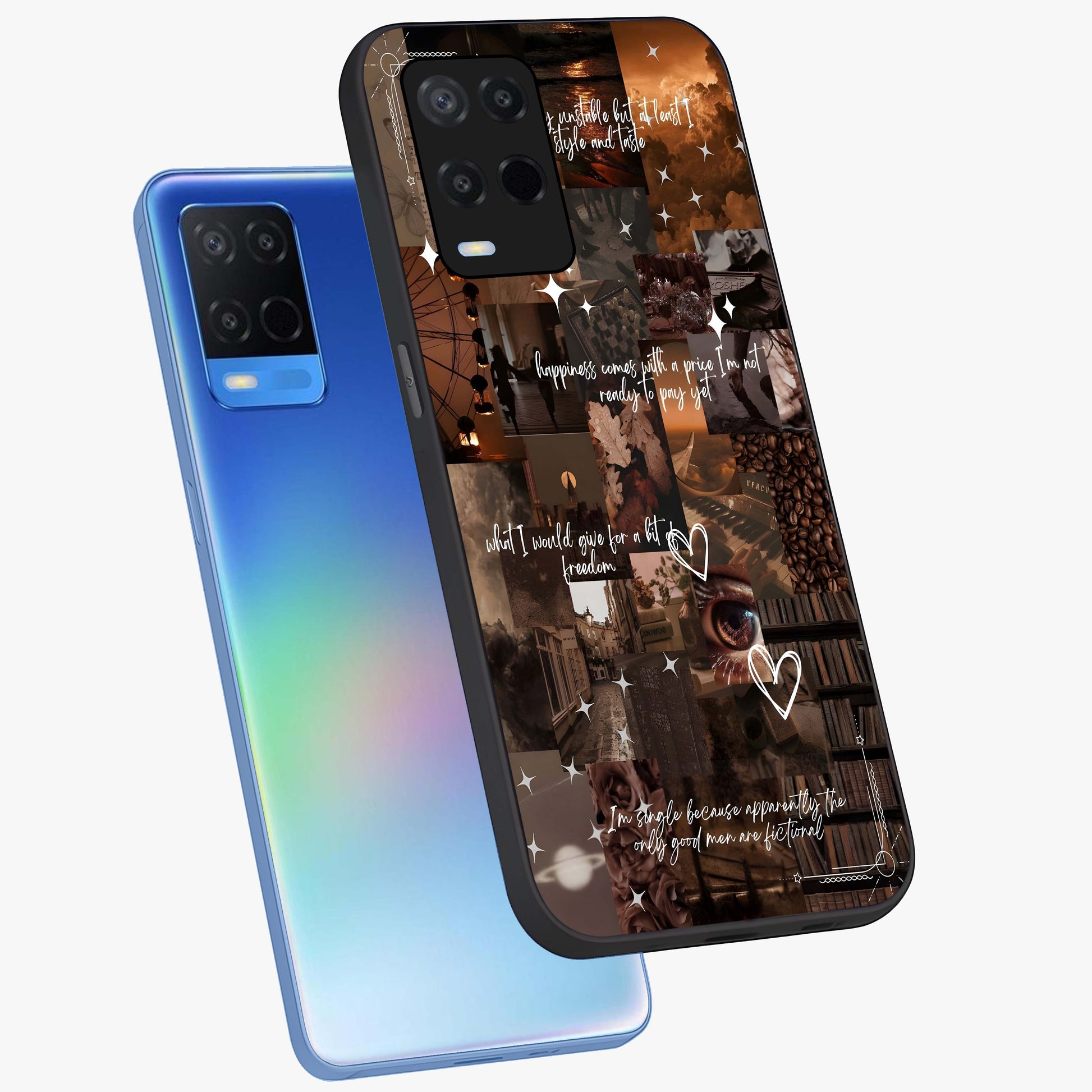 Bittersweet Aesthetic Chaos Glass Case displayed in angled mockup highlighting expressive abstract artwork and edgy aesthetic theme.