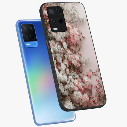 Blush Blossom Cloud Glass Case displayed in angled mockup highlighting soft cloud and blossom design with pastel aesthetic.