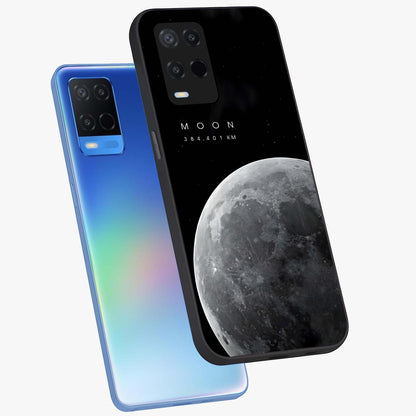 Cosmic Moon Glow Glass Case displayed in angled mockup highlighting celestial moon design with cosmic aesthetic theme.