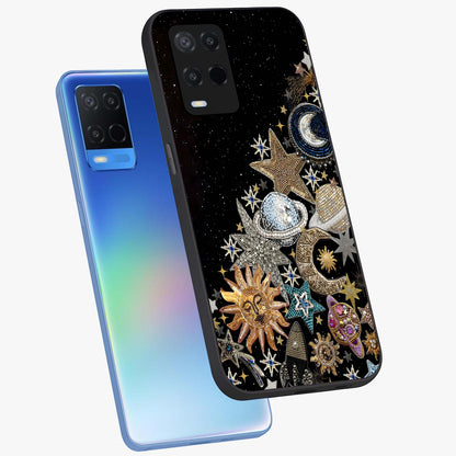 Cosmic Sparkle Dreams Glass Case displayed in angled mockup highlighting dreamy star sparkle design with celestial aesthetic.
