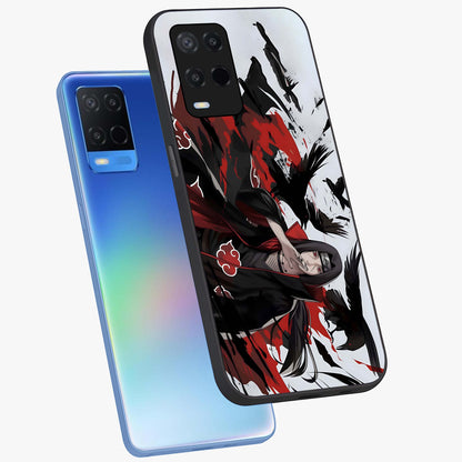 Crimson Crow Illusion Glass Case displayed in angled mockup highlighting mysterious crow graphic with dark aesthetic style.
