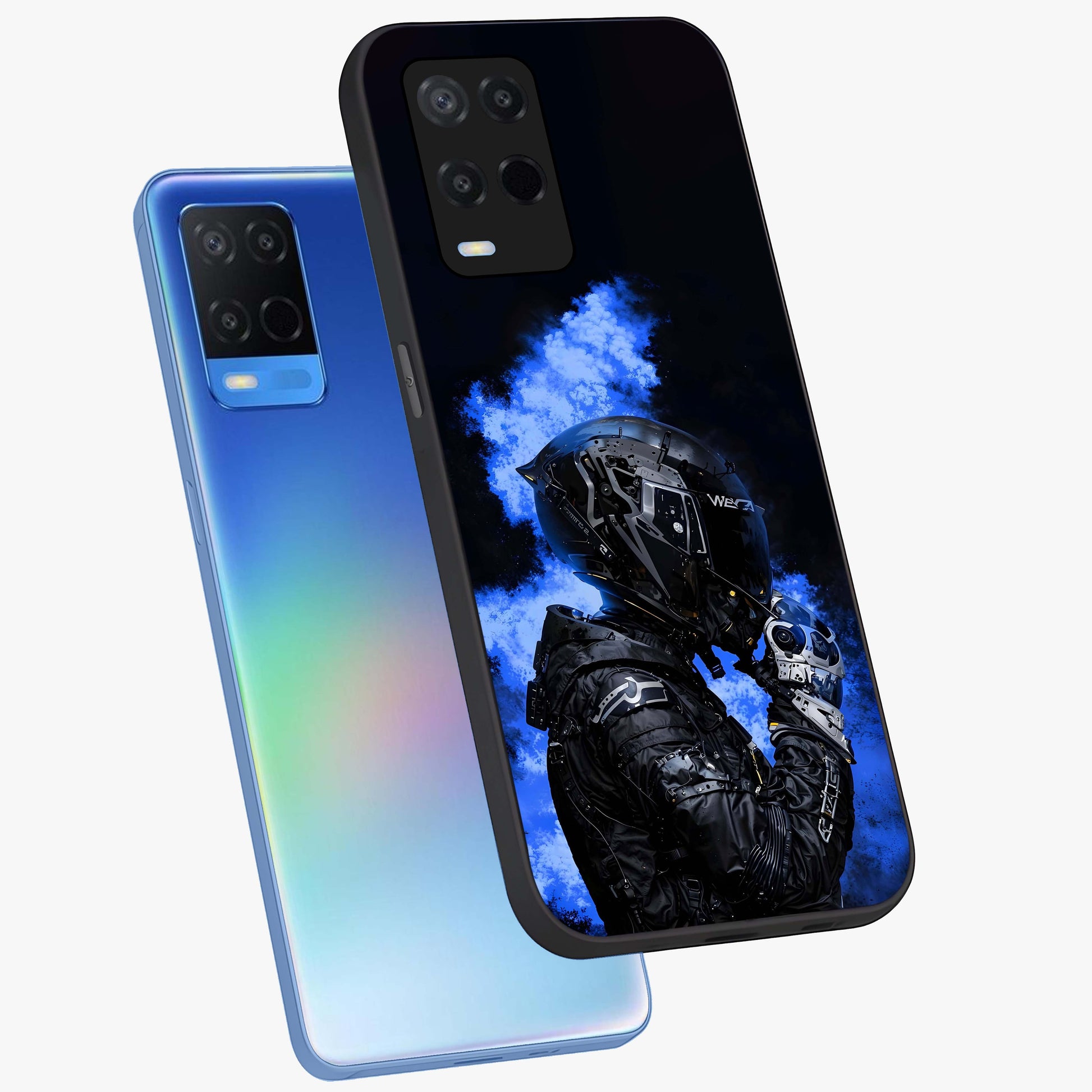 Cyber Sentinel Protocol Glass Case displayed in angled mockup highlighting digital cyber design with sci-fi aesthetic style.