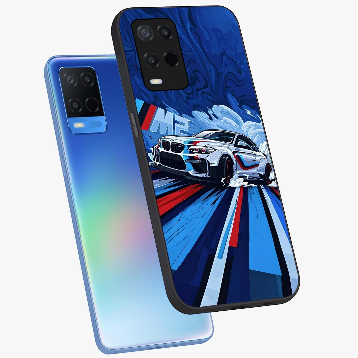 Drift Power Rush Glass Case displayed in angled mockup highlighting powerful drift car design with sporty aesthetic style.