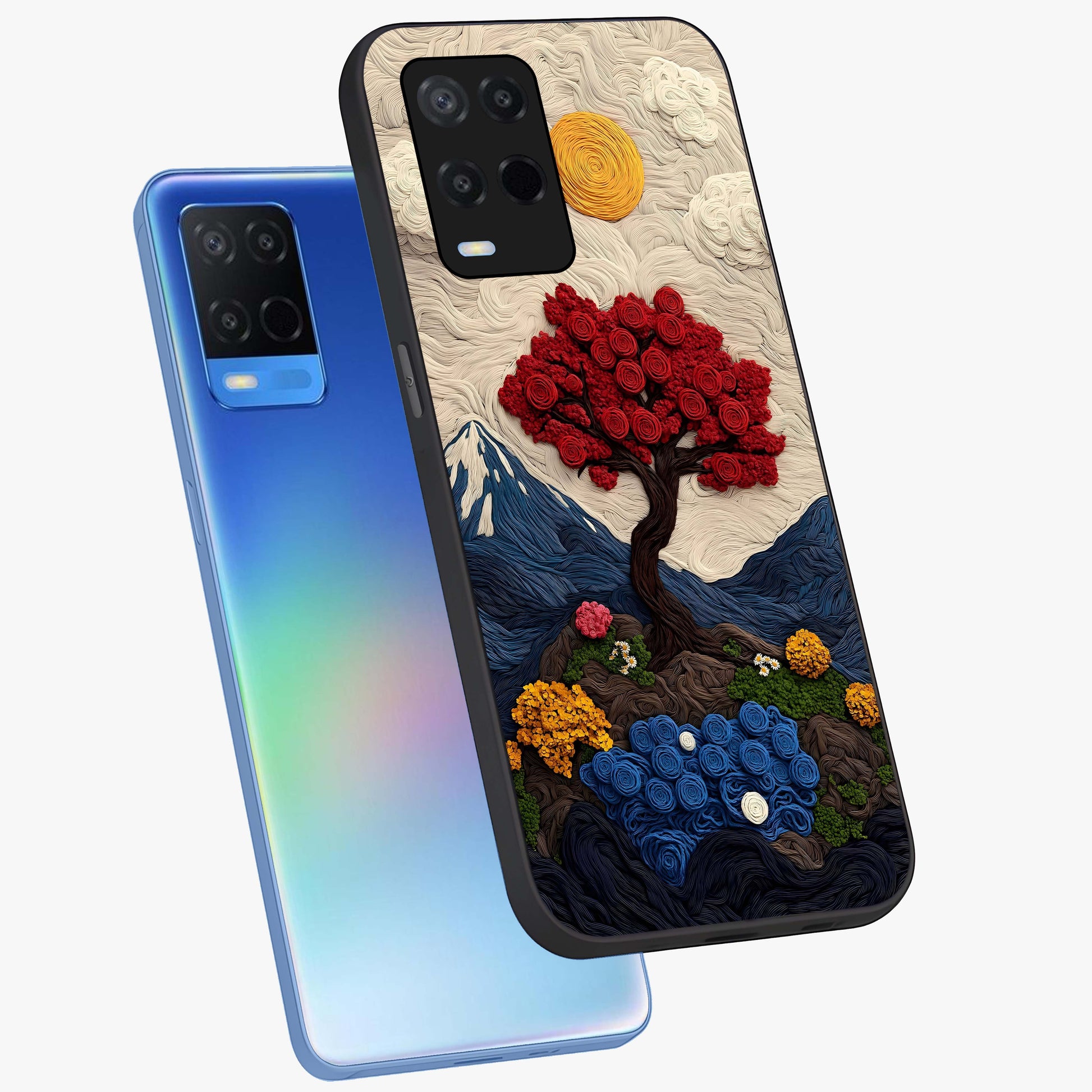Eternal Nature Tapestry Glass Case displayed in angled mockup highlighting detailed botanical pattern with artistic aesthetic.