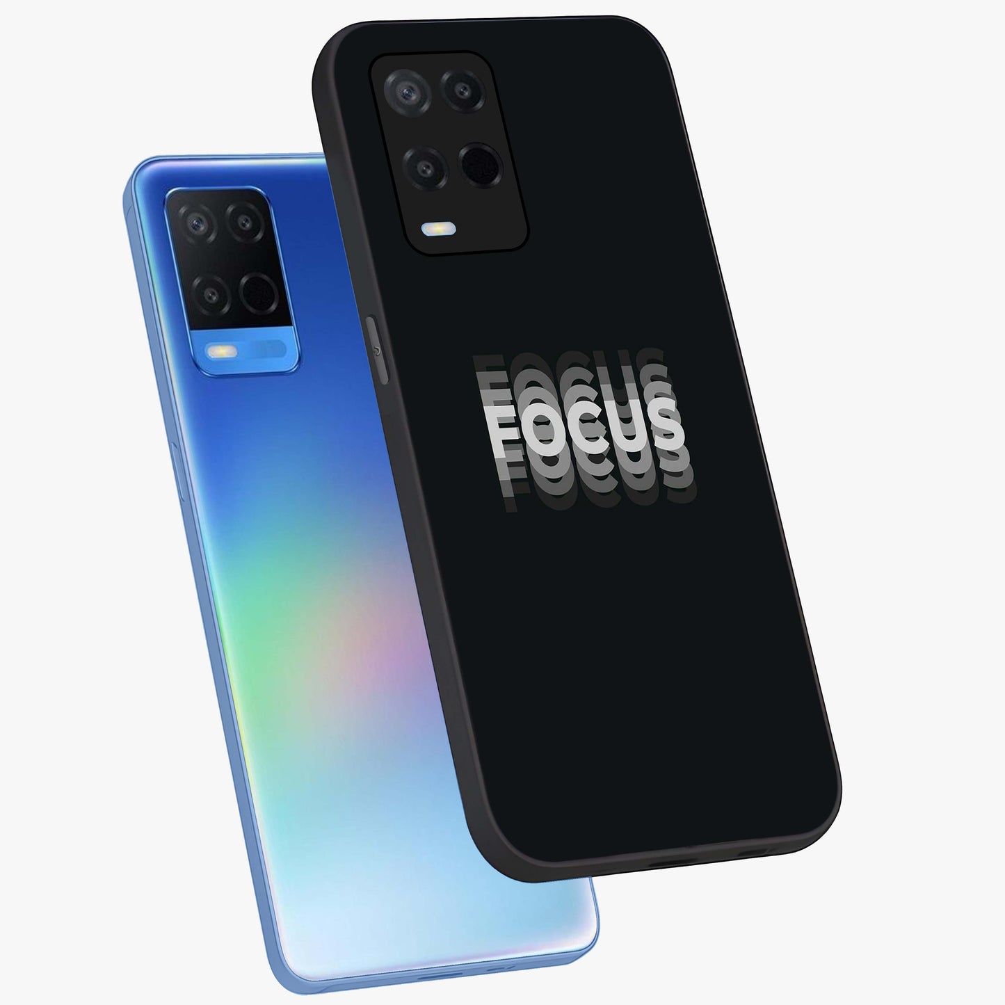 Focus Mode On Glass Case displayed in angled mockup highlighting clean minimal text artwork with modern aesthetic style.
