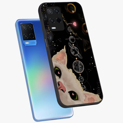 Galactic Cat Glass Case displayed in angled mockup highlighting celestial feline illustration with galaxy aesthetic style.