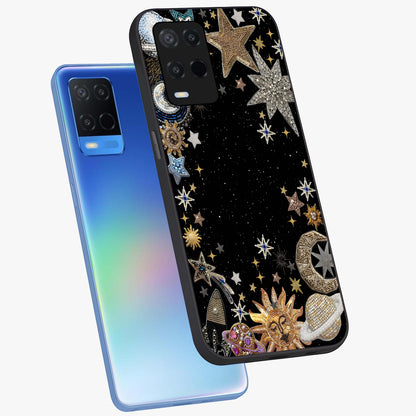 Galactic Jewel Stars Glass Case displayed in angled mockup highlighting shining celestial star design with cosmic aesthetic style.