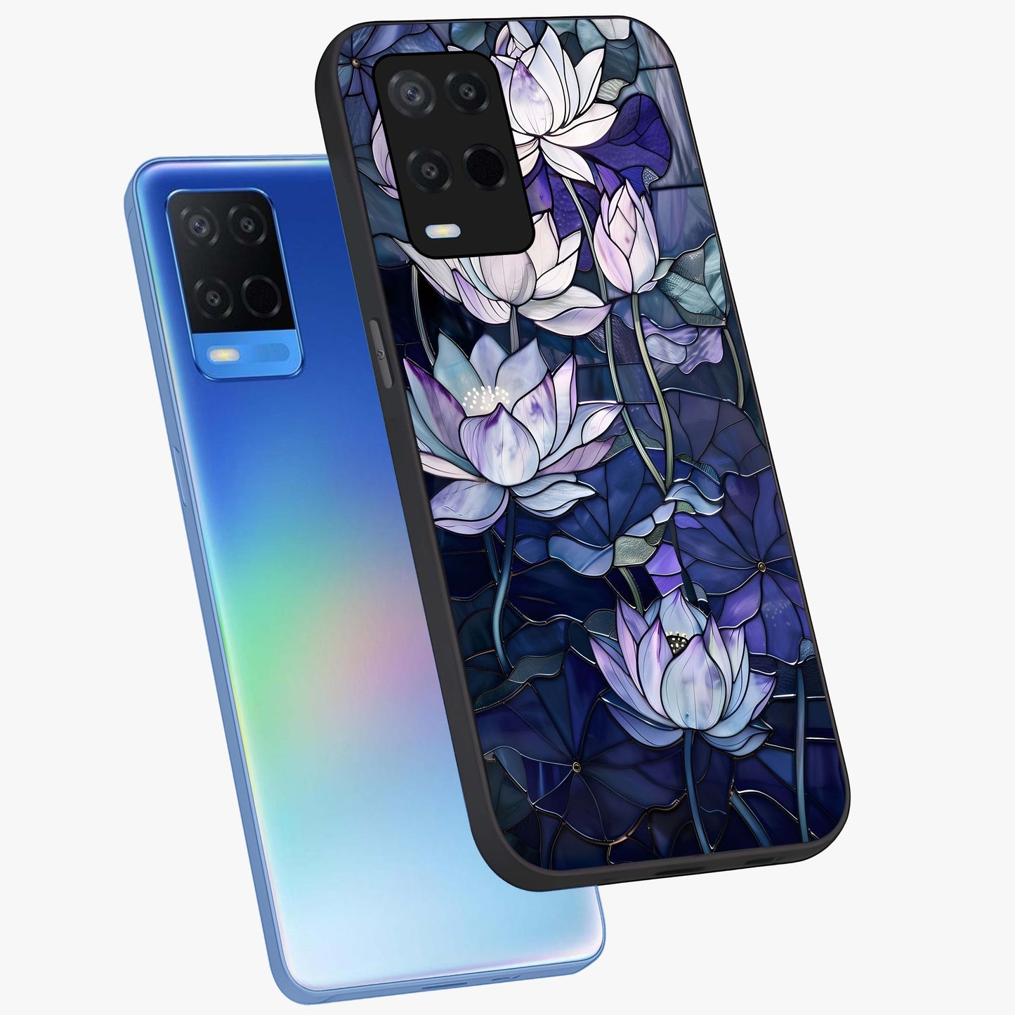 Gloss Petal Rush Glass Case displayed in angled mockup highlighting vibrant petal design with elegant floral aesthetic.