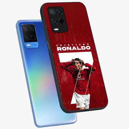 Goal Celebration Legacy Glass Case displayed in angled mockup highlighting energetic sports celebration design with bold athletic theme.