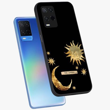 Gold Sun Blush Glass Case displayed in angled mockup highlighting radiant sun design with warm golden aesthetic.
