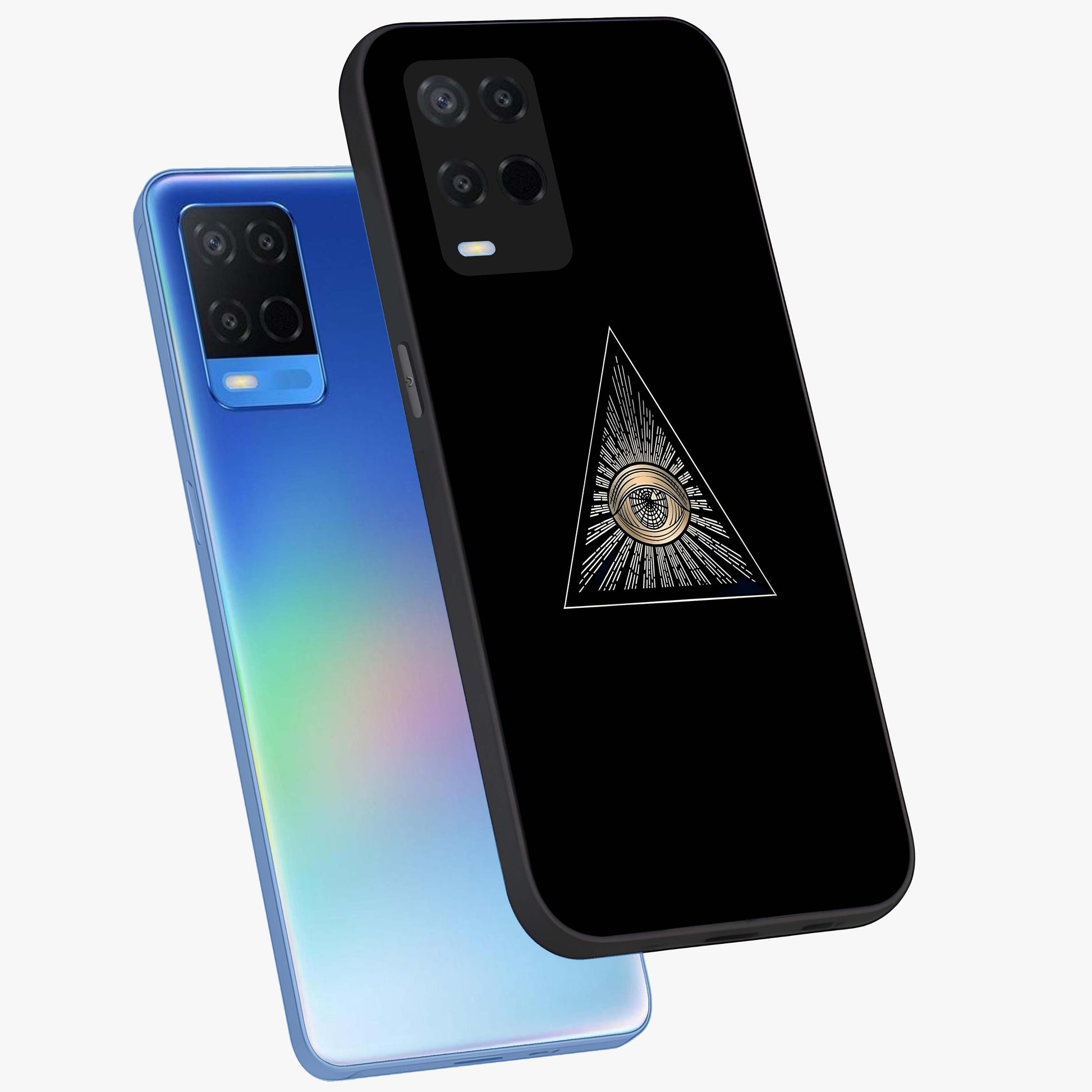 Illuminati Evil Glass Case displayed in angled mockup highlighting dark occult inspired design with bold aesthetic style.