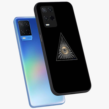 Illuminati Evil Glass Case displayed in angled mockup highlighting dark occult inspired design with bold aesthetic style.