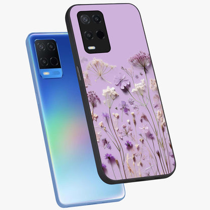 Lavender Blossom Dream Glass Case displayed in angled mockup highlighting dreamy lavender flower design with calming aesthetic style.