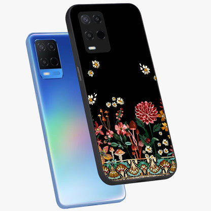 Midnight Bloom Pattern Glass Case displayed in angled mockup highlighting elegant flower design with midnight aesthetic style.