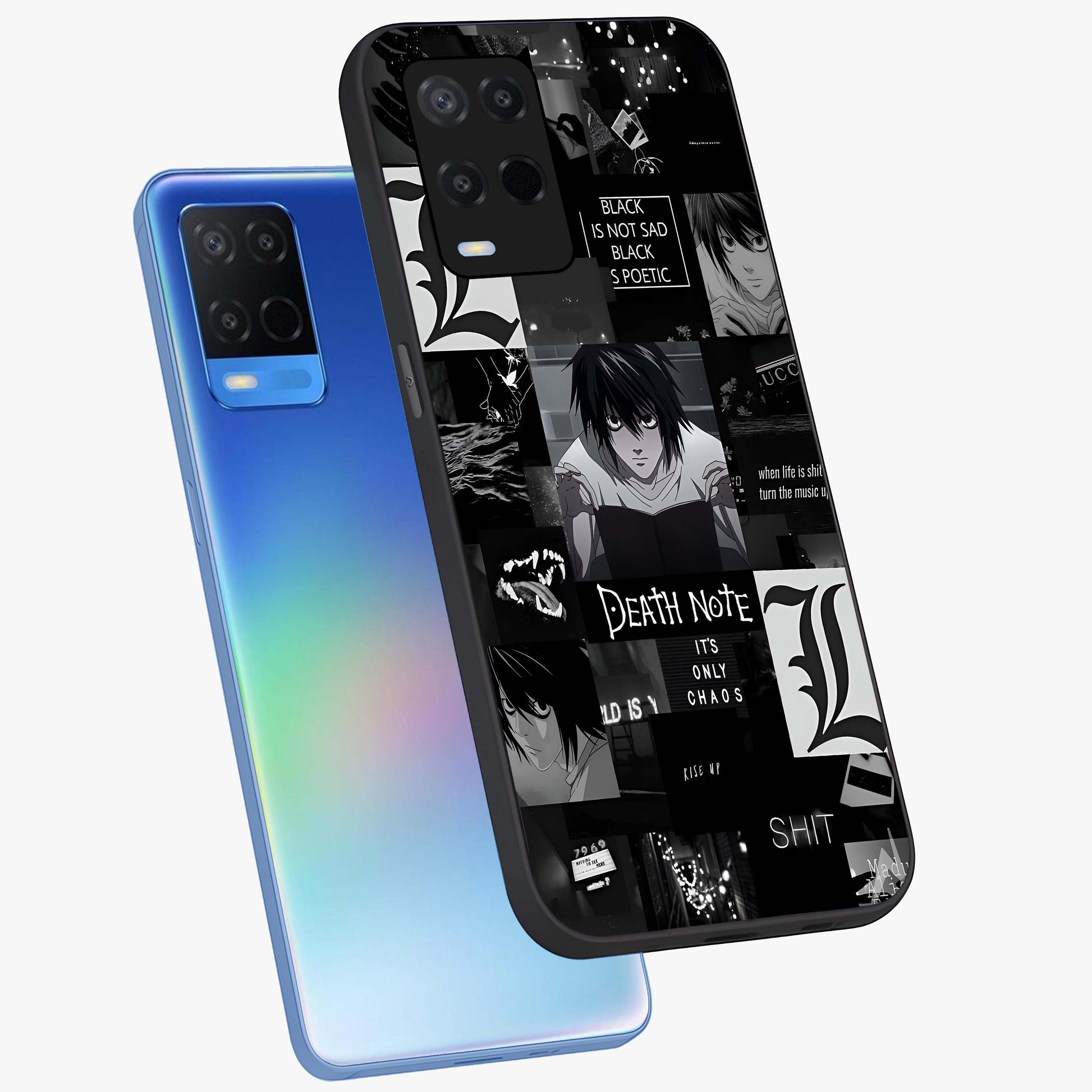 Midnight Chaos Mind Glass Case displayed in angled mockup highlighting chaotic artistic design with dramatic midnight aesthetic.