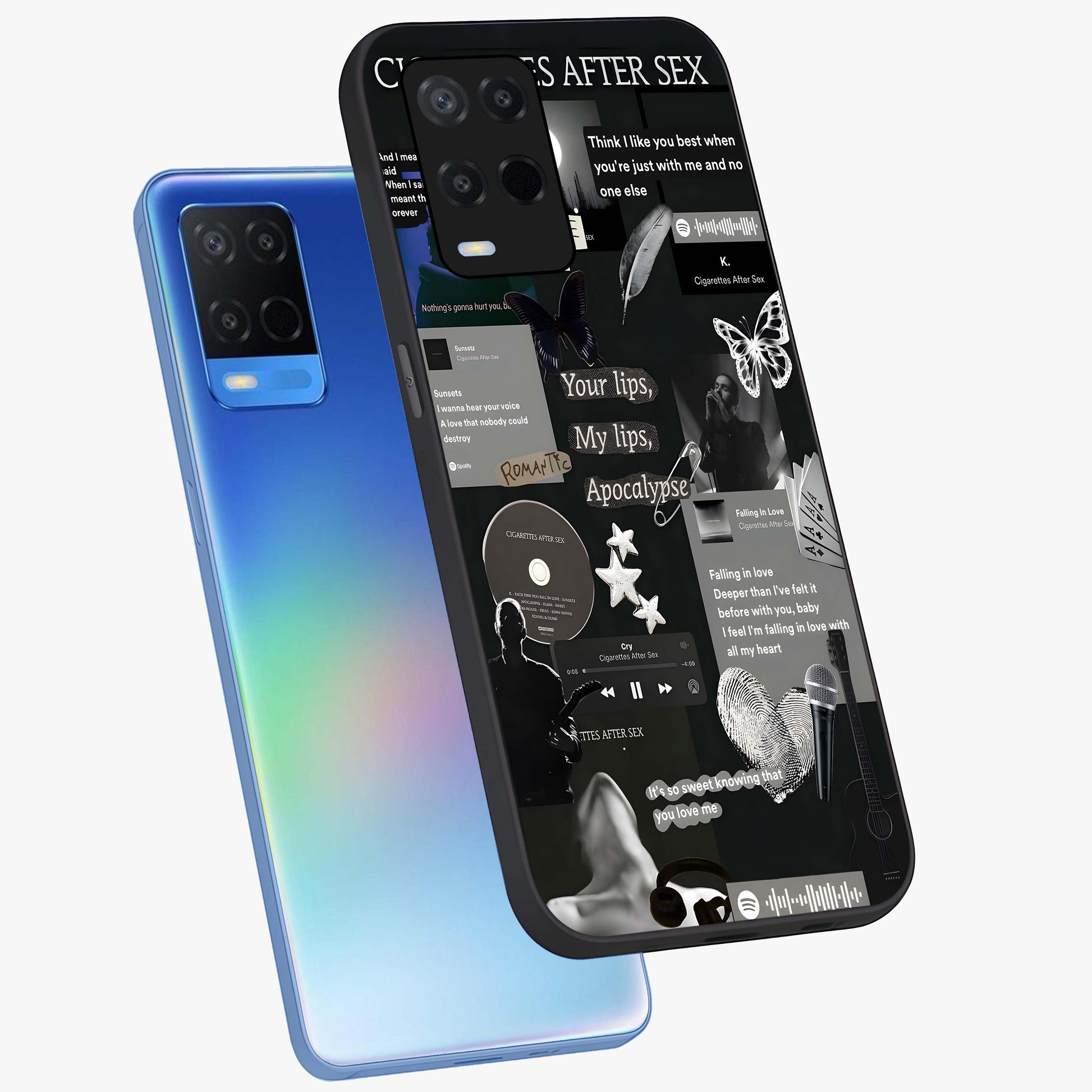 Midnight Love Echo Glass Case displayed in angled mockup highlighting elegant love inspired design with deep aesthetic style.