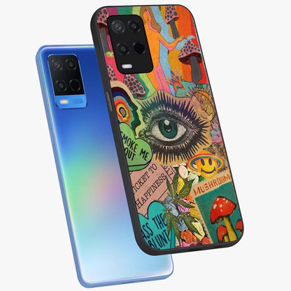 Mystic Eye Wonderland Glass Case displayed in angled mockup highlighting magical eye illustration with dreamy aesthetic.