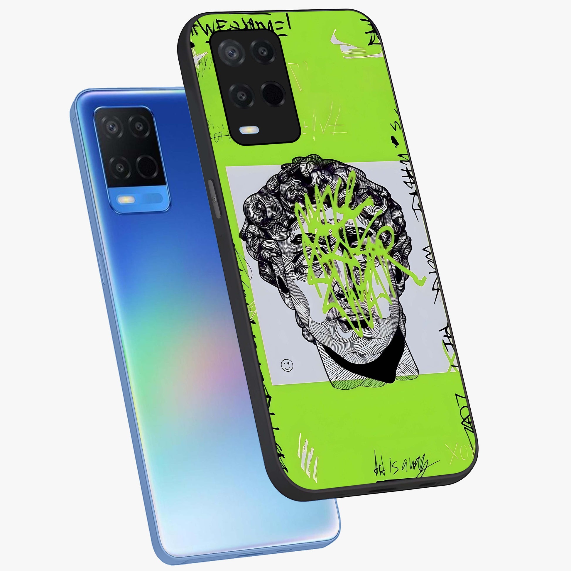 Neo Graffiti Rebellion Glass Case displayed in angled mockup highlighting urban street art design with rebellious aesthetic.