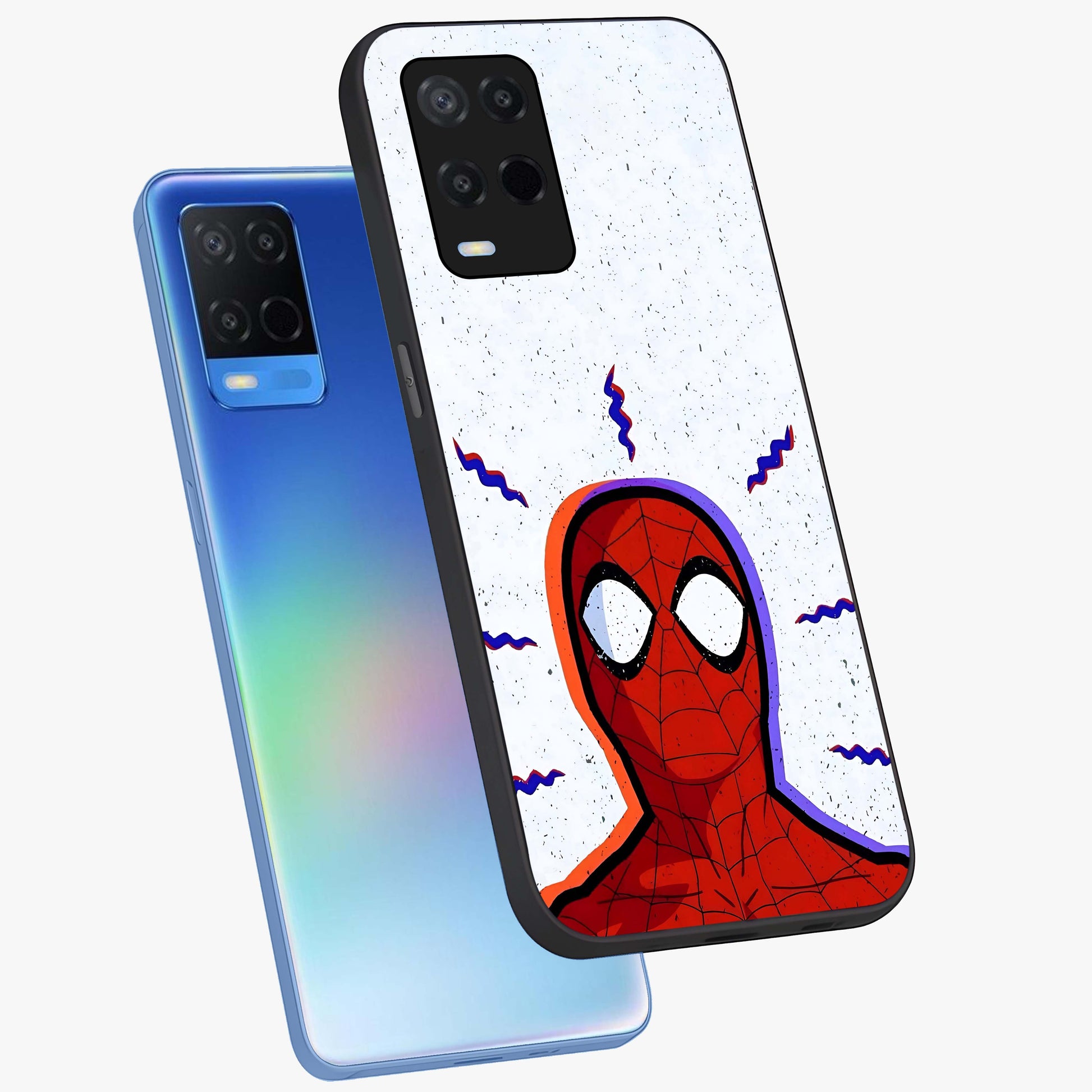 Omg Spiderman Glass Case displayed in angled mockup highlighting dynamic hero illustration with action comic aesthetic.