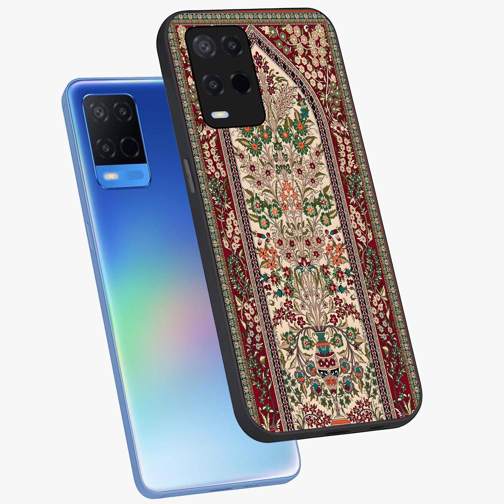 Persian Inspired Glass Case displayed in angled mockup highlighting intricate traditional design with elegant cultural aesthetic.