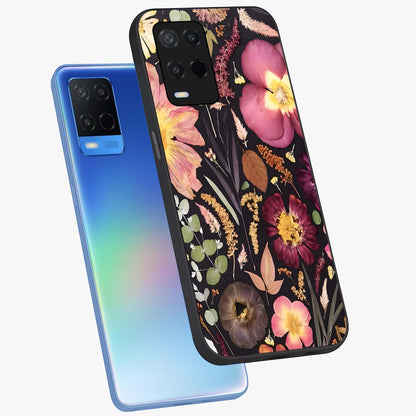 Petal Dream Tapestry Glass Case displayed in angled mockup highlighting decorative petal pattern with elegant botanical aesthetic.