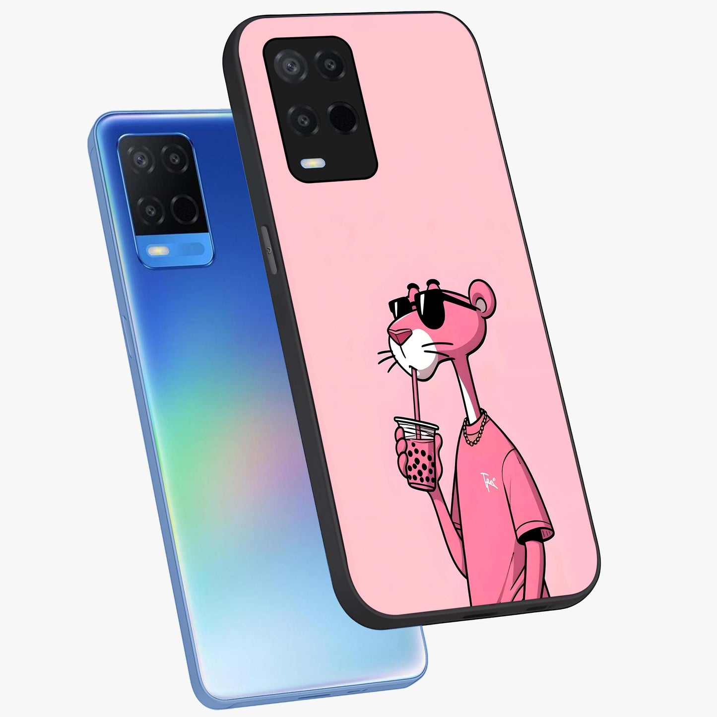 Pink Panther Glass Case displayed in angled mockup highlighting playful cartoon character design with vibrant pink aesthetic.