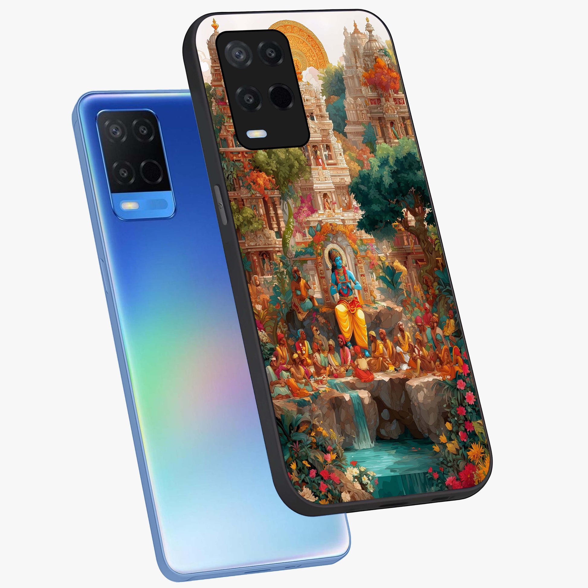 Sacred Sunlight Gods Glass Case displayed in angled mockup highlighting radiant spiritual design with celestial aesthetic.