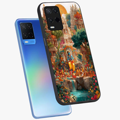 Sacred Sunlight Gods Glass Case displayed in angled mockup highlighting radiant spiritual design with celestial aesthetic.