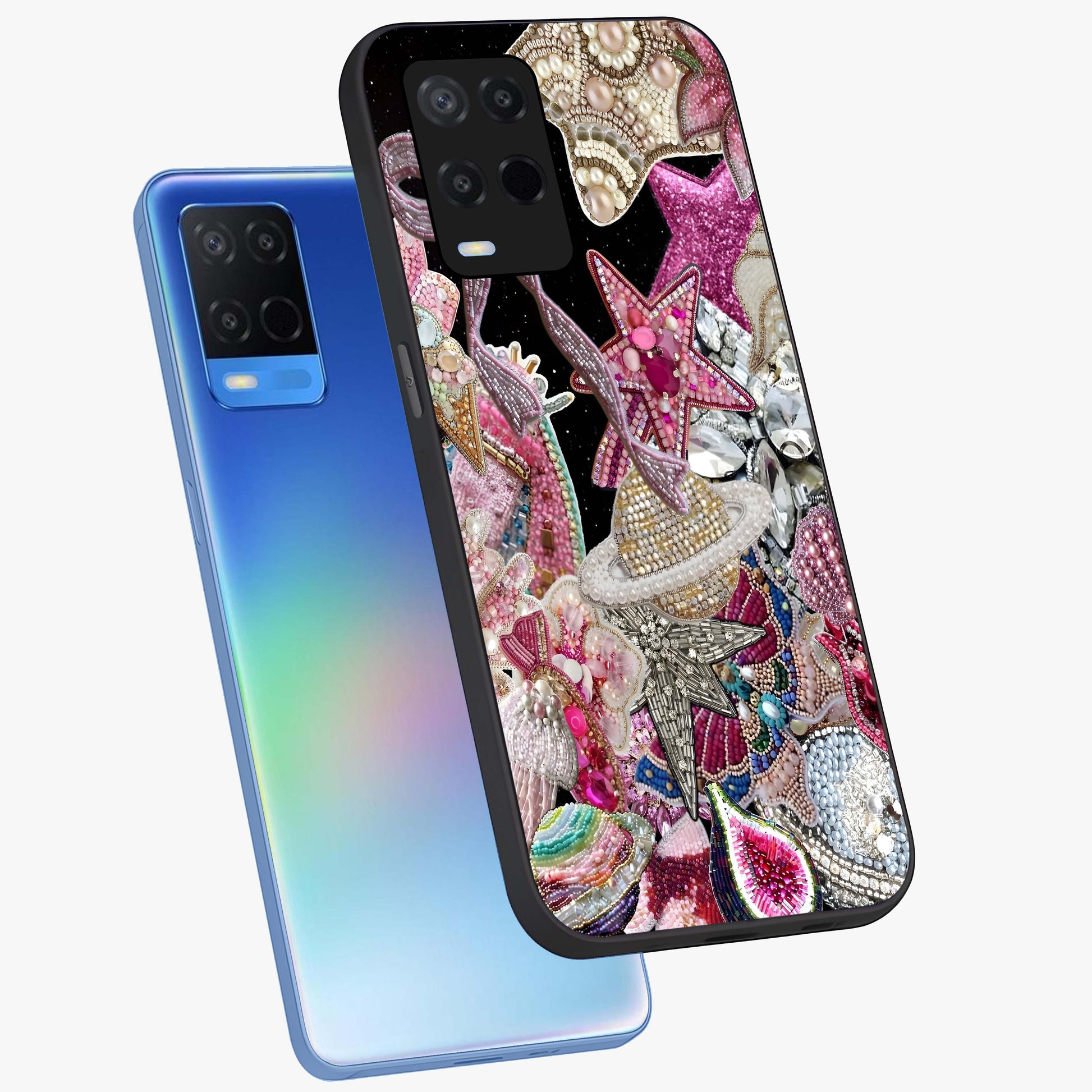 Starlit Jewel Dream Glass Case displayed in angled mockup highlighting glowing celestial jewel design with dreamy aesthetic.