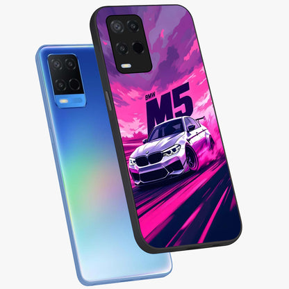 Velocity Drift Pulse Glass Case displayed in angled mockup highlighting dynamic drift design with sporty automotive aesthetic.