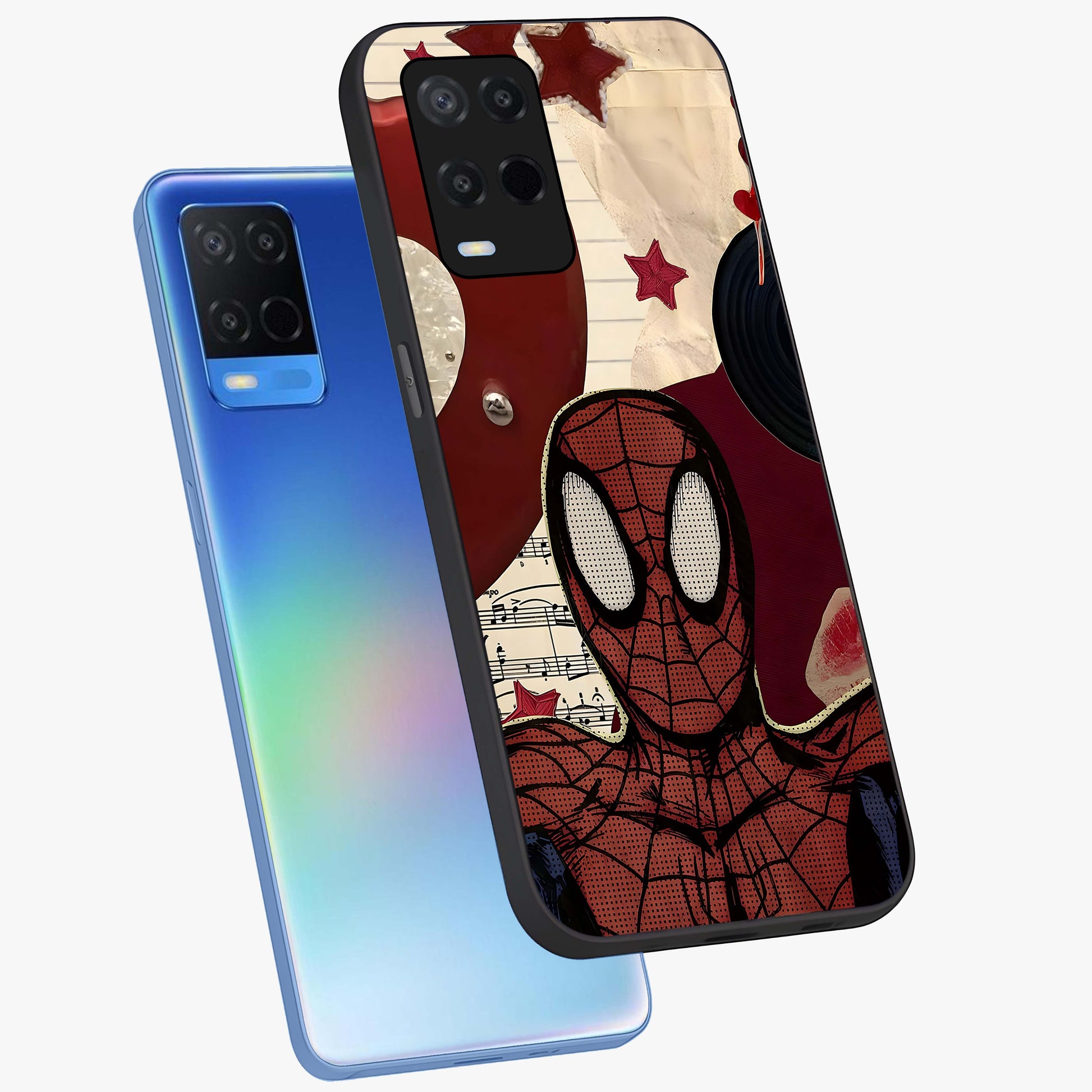 Web Warrior Vibes Glass Case displayed in angled mockup highlighting dynamic web design with comic style aesthetic.