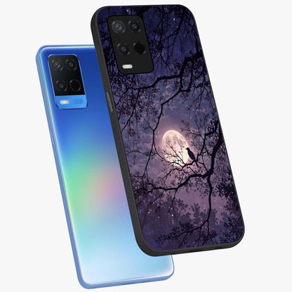 Whispering Moon Silence Glass Case displayed in angled mockup highlighting calm lunar design with dreamy night aesthetic.