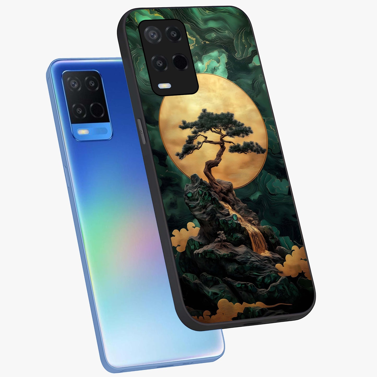 Zen Moon Rise Glass Case displayed in angled mockup highlighting peaceful lunar design with zen aesthetic style.