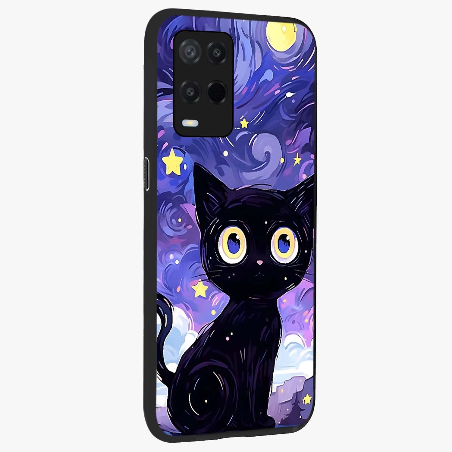Abstract Cat Art Glass Case upright view showcasing creative feline illustration and aesthetic artistic style.