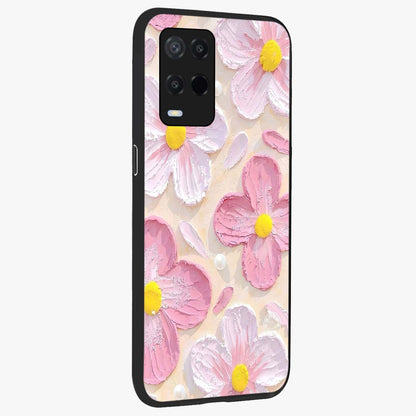 Blush Bloom Texture Glass Case upright view showcasing delicate blush floral texture with modern minimal style.