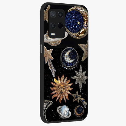 Celestial Gem Constellations Glass Case upright view showcasing cosmic constellation artwork with celestial aesthetic style.