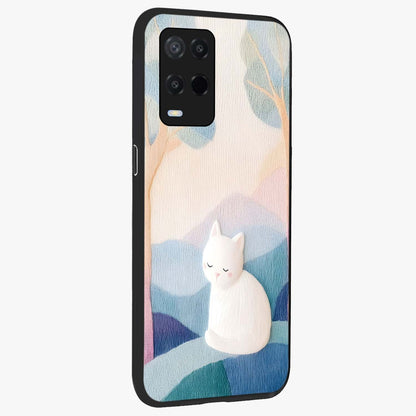 Cotton Dream Cat Glass Case upright view showcasing charming cat artwork with cozy dreamy theme.