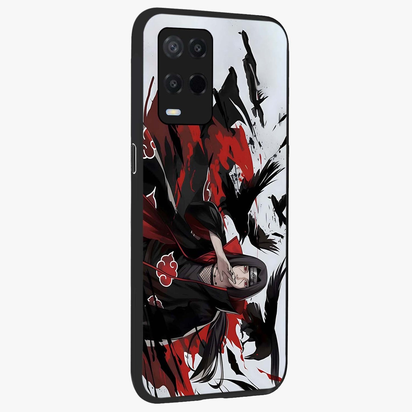Crimson Crow Illusion Glass Case upright view showcasing striking crow illusion artwork with intense crimson theme.