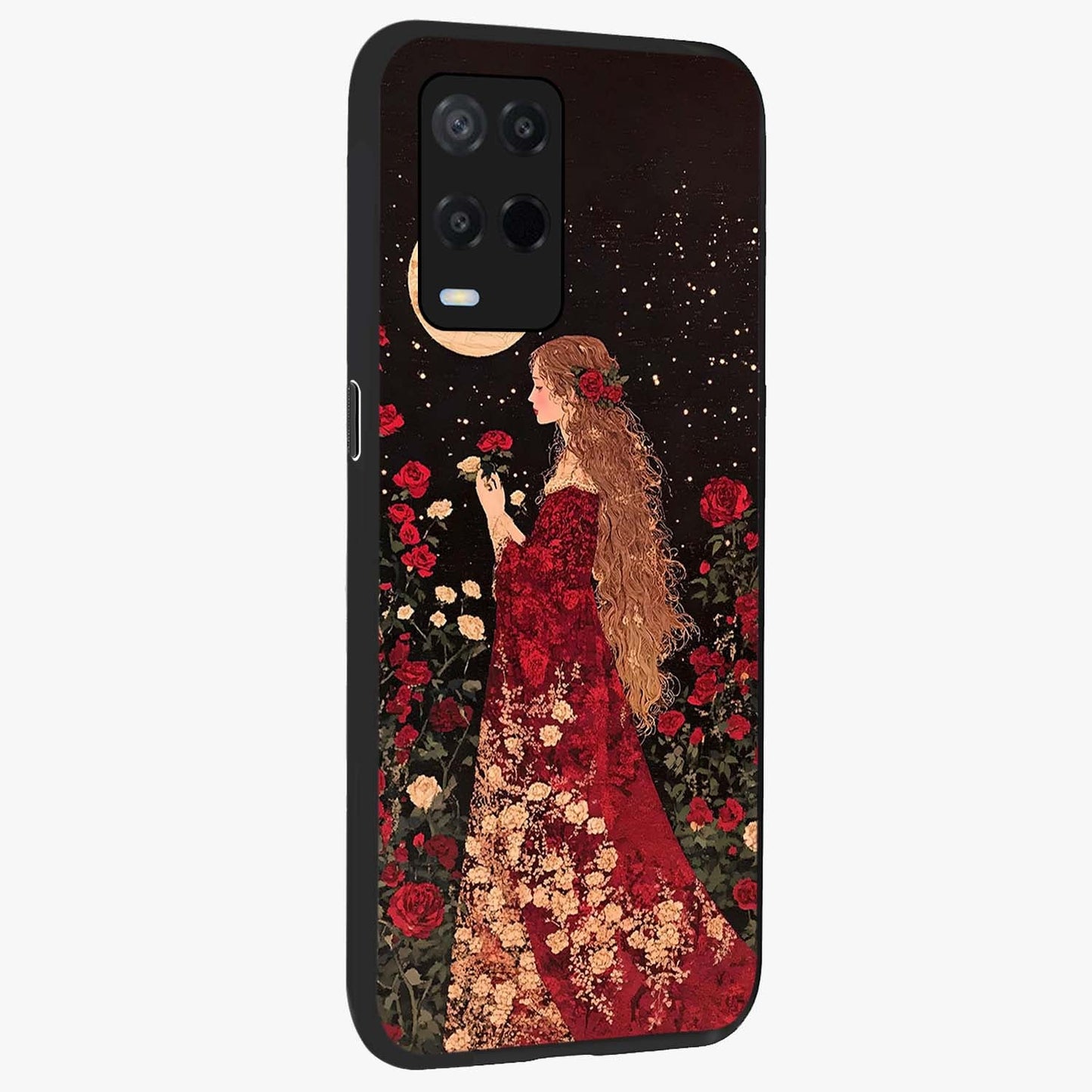 Crimson Dreams Glass Case upright view showcasing dreamy red toned artwork with modern aesthetic style.