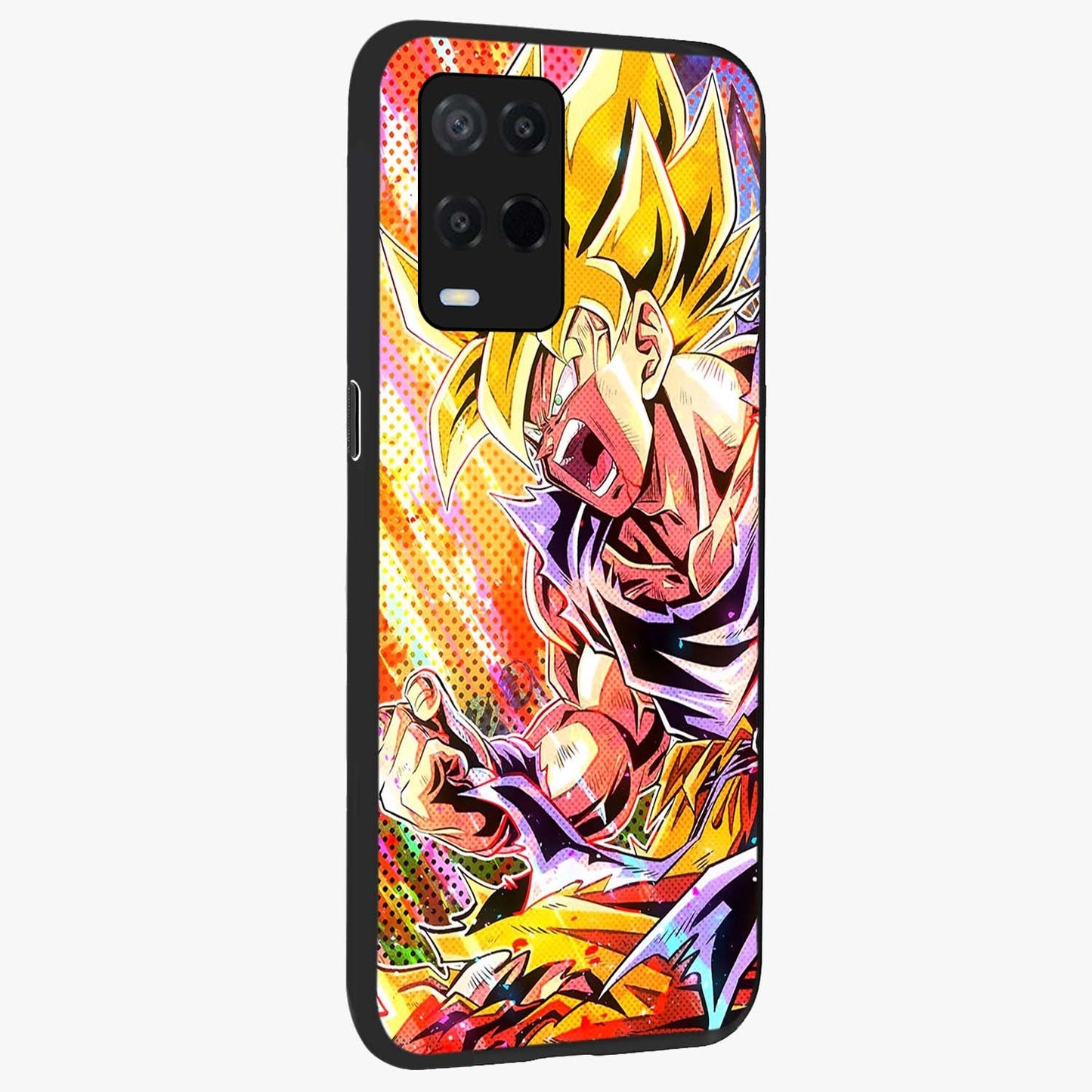 Firing Goku Glass Case upright view showcasing energetic anime artwork with bold warrior theme.
