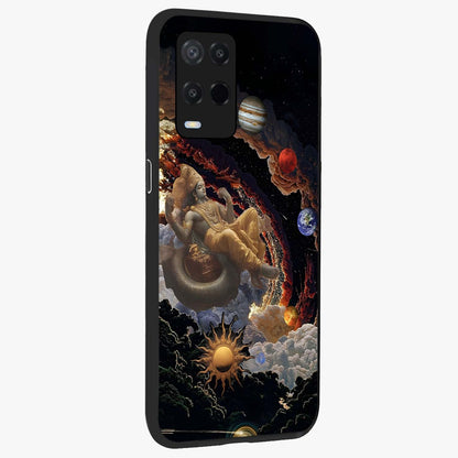 Galactic Divine God Glass Case upright view showcasing mystical divine artwork with dramatic cosmic theme.