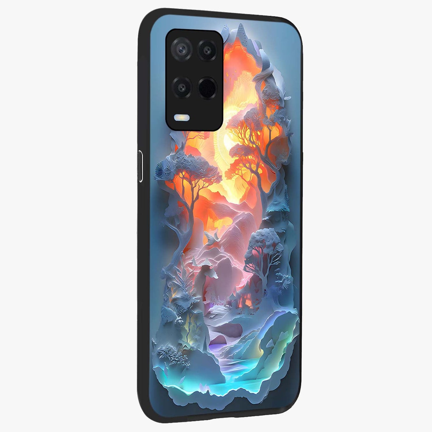 Glow Forest Portal Glass Case upright view showcasing enchanted forest portal artwork with fantasy nature theme.