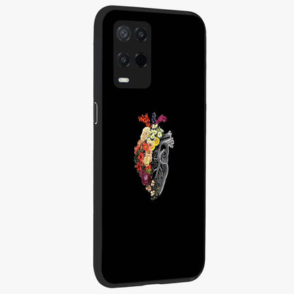 Heart With Flowers Glass Case upright view showcasing decorative heart and floral artwork with sweet romantic theme.