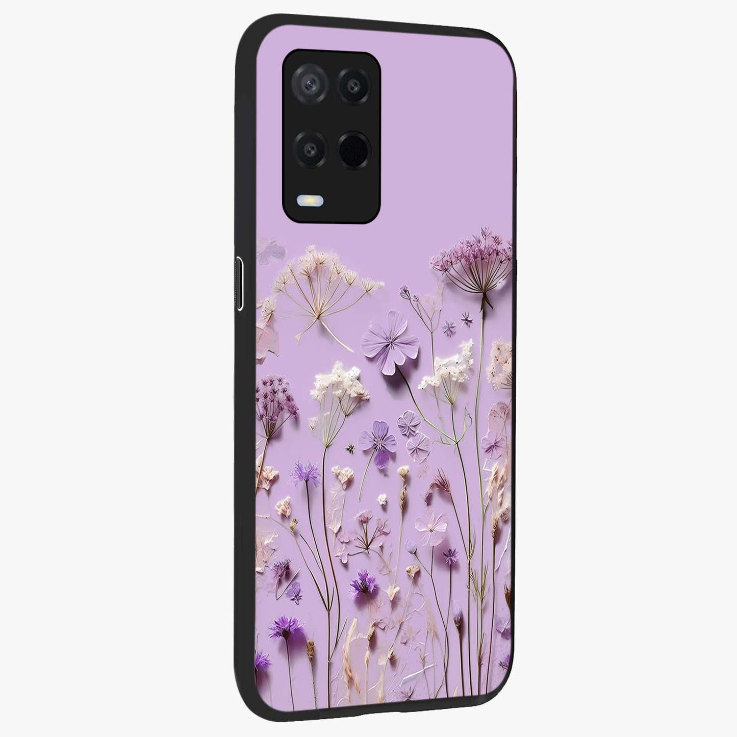 Lavender Blossom Dream Glass Case upright view showcasing delicate lavender blossom artwork with peaceful floral theme.