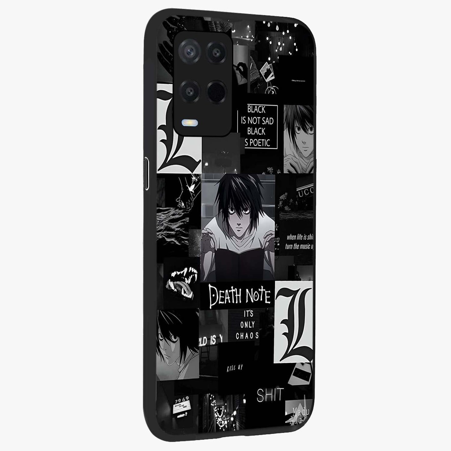 Midnight Chaos Mind Glass Case upright view showcasing expressive abstract artwork with bold dark theme.