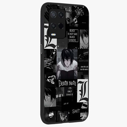 Midnight Chaos Mind Glass Case upright view showcasing expressive abstract artwork with bold dark theme.