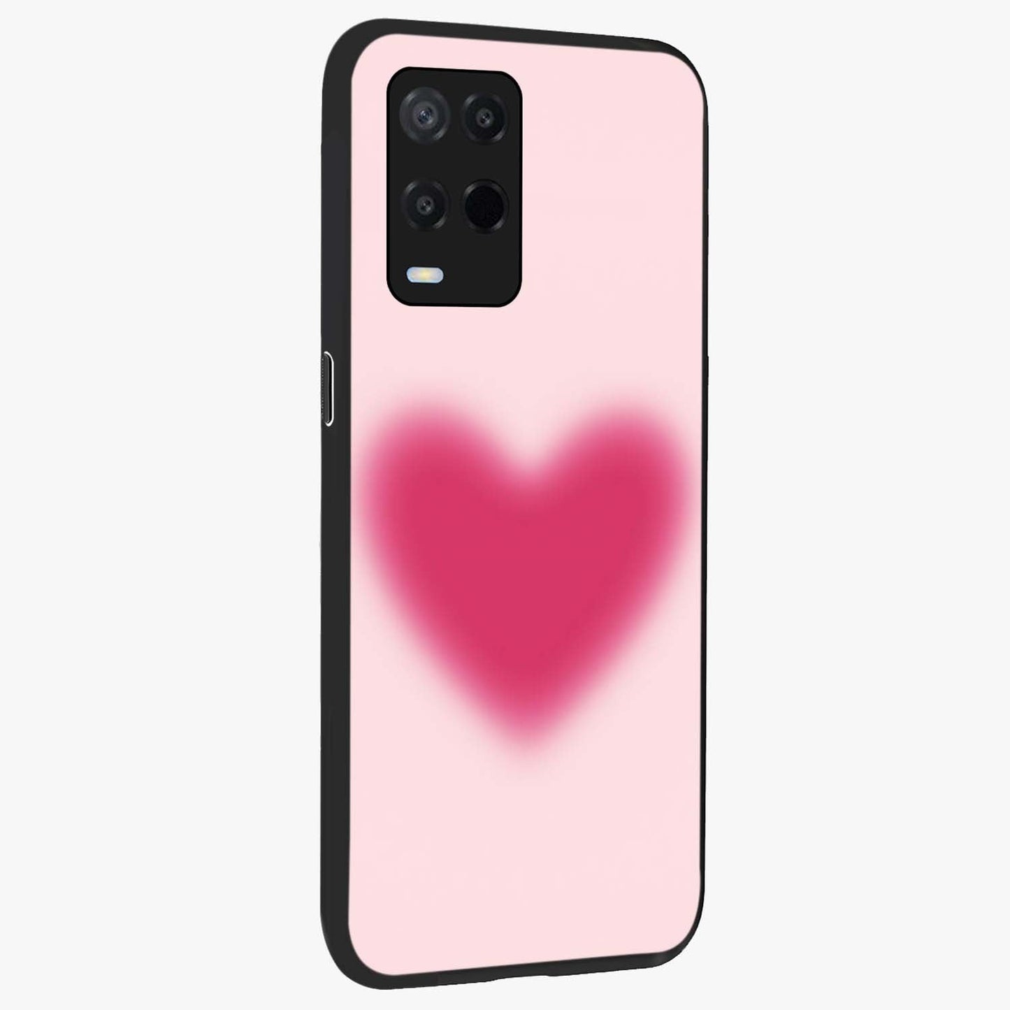 Pink Aura Heart Glass Case upright view showcasing romantic heart artwork with soft pastel theme.