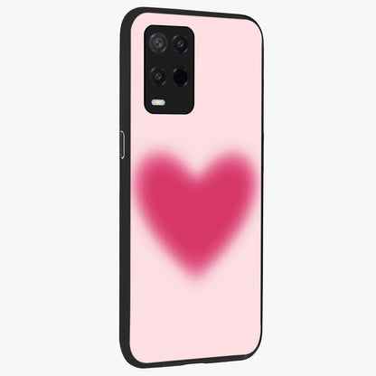 Pink Aura Heart Glass Case upright view showcasing romantic heart artwork with soft pastel theme.