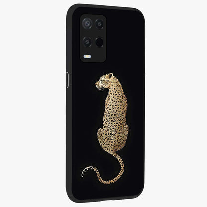 Regal Leopard Glass Case upright view showcasing striking leopard artwork with fierce wildlife theme.